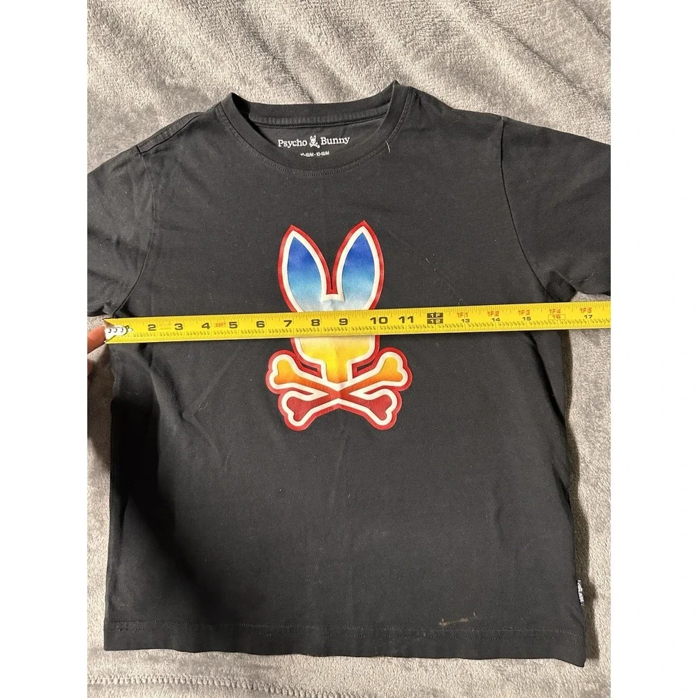 Lot Of 2 Psycho Bunny Shirts Boy's Medium Black Green Skull Pima Cotton